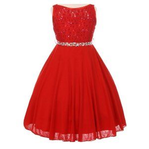 Little Girls Infant Toddler Sequin Chiffon Wedding Christmas Flower Girl Dress